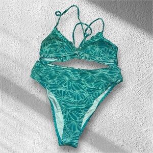 Green Patterned Bikini Set
